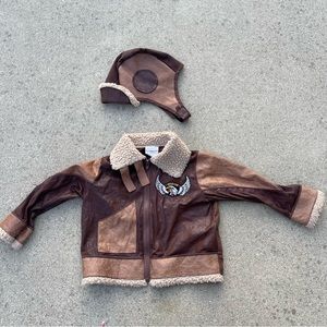 Aviator Jacket Halloween Costume Child’s Size 3-4 Flight Jacket Top Gun Dress Up